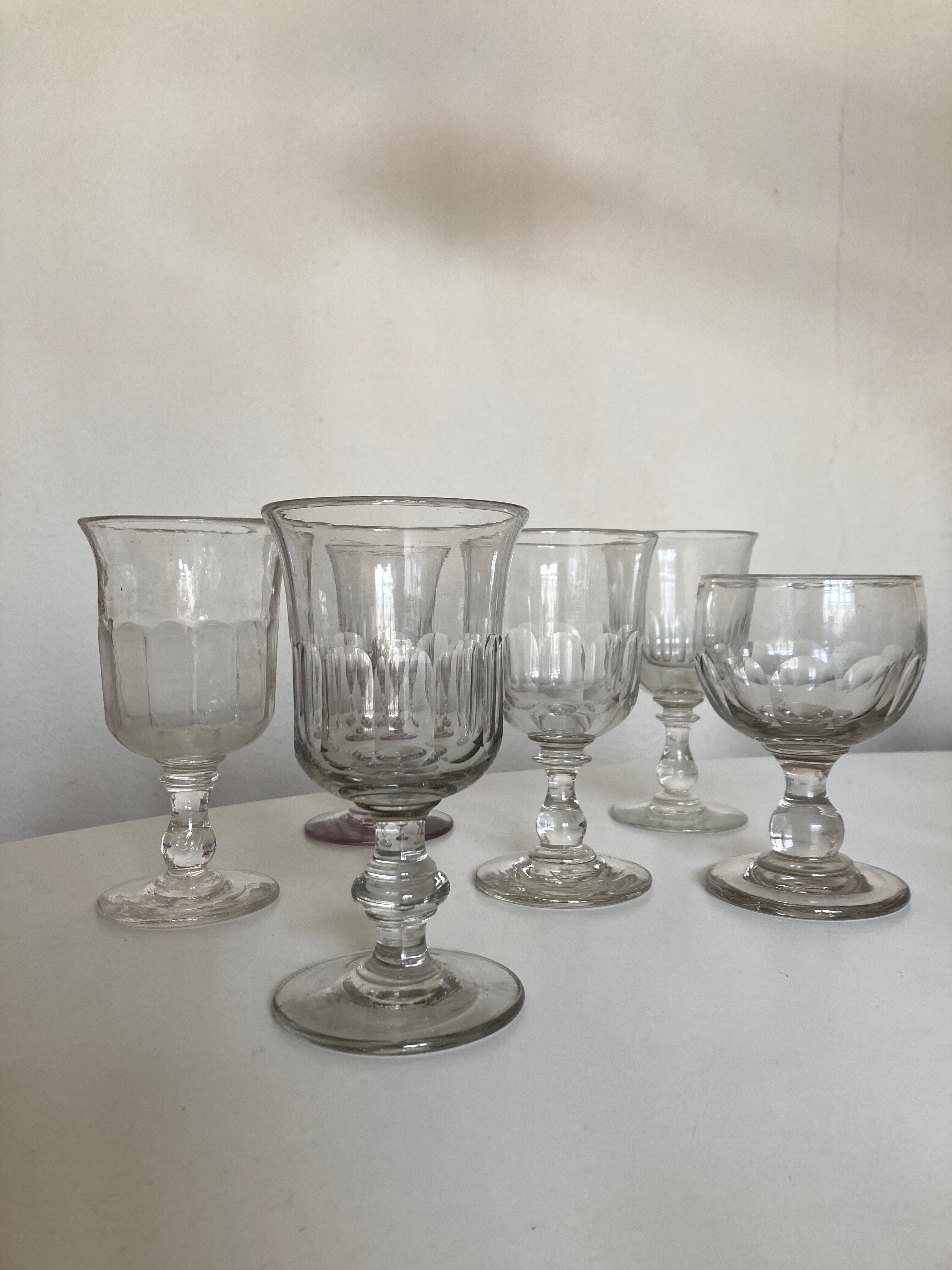 Set of 6 Louis Philippe glasses with matching flat ribs