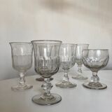 Set of 6 Louis Philippe glasses with matching flat ribs