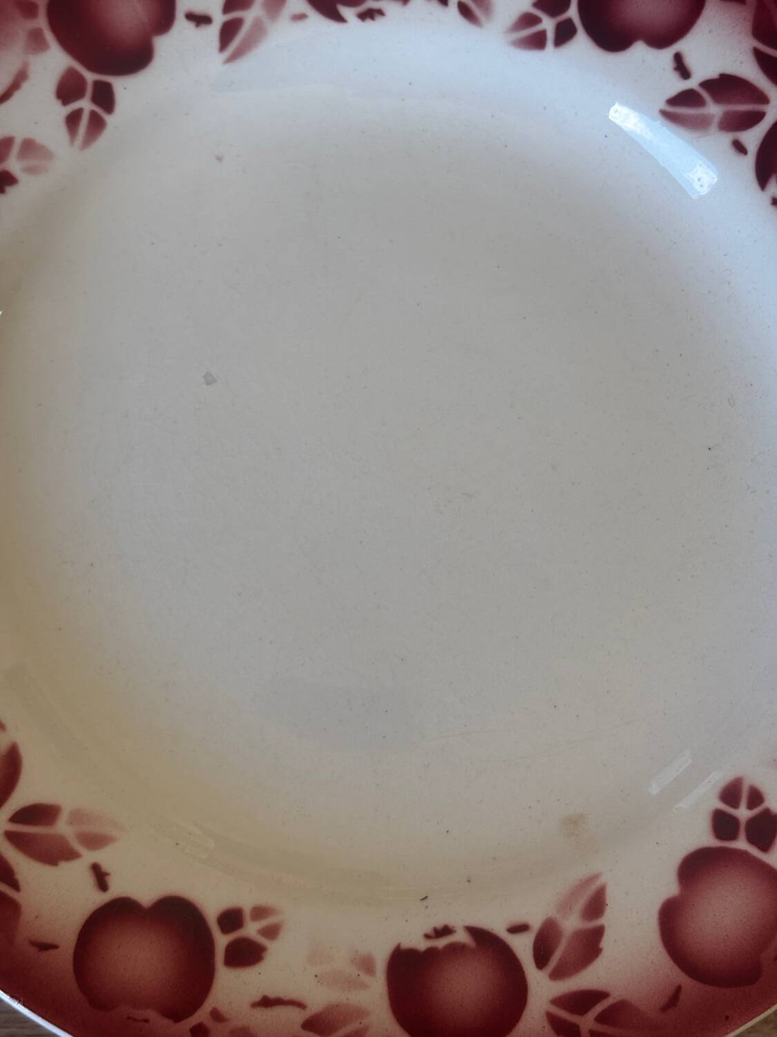 Vintage set of 5 St Amand earthenware plates with apples.