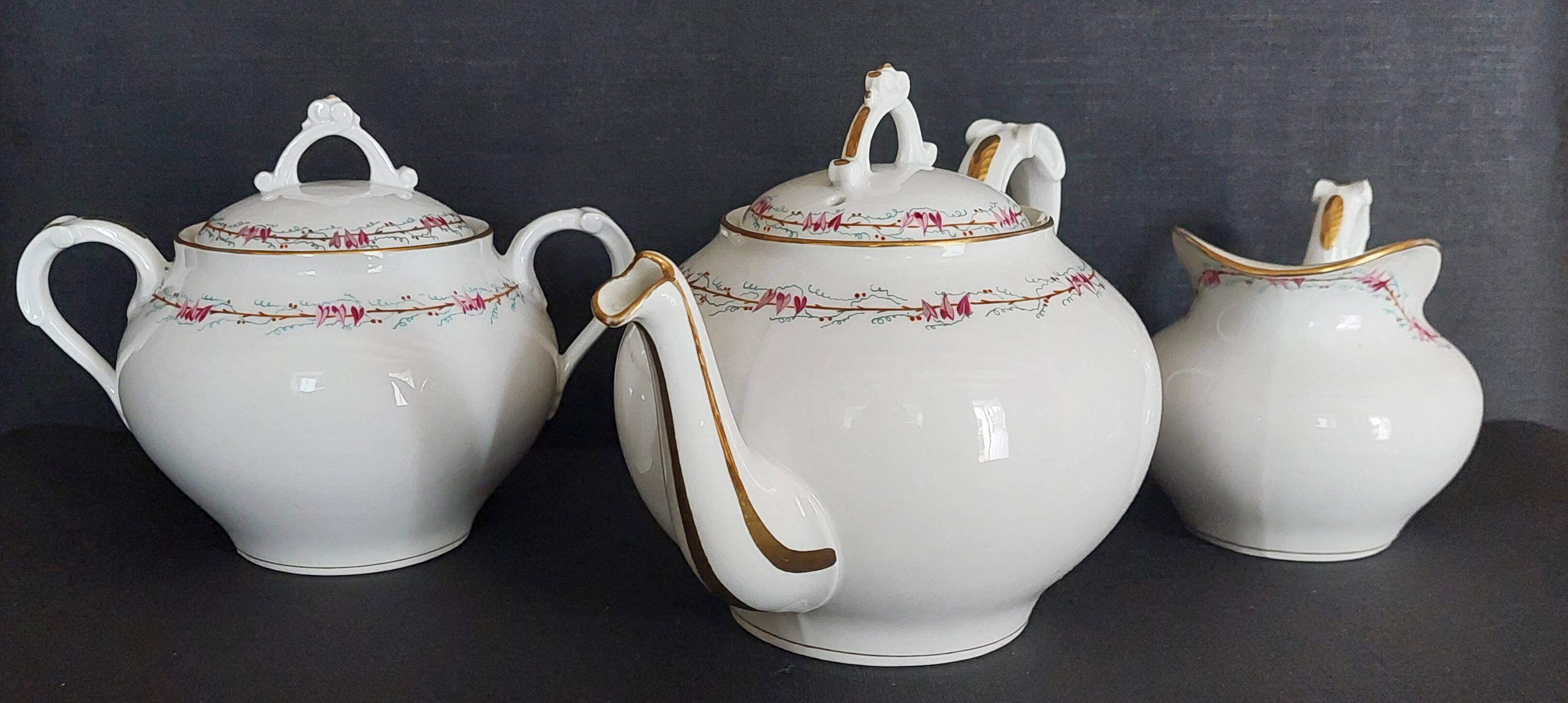 Napoleon III Paris porcelain five-cup tea set