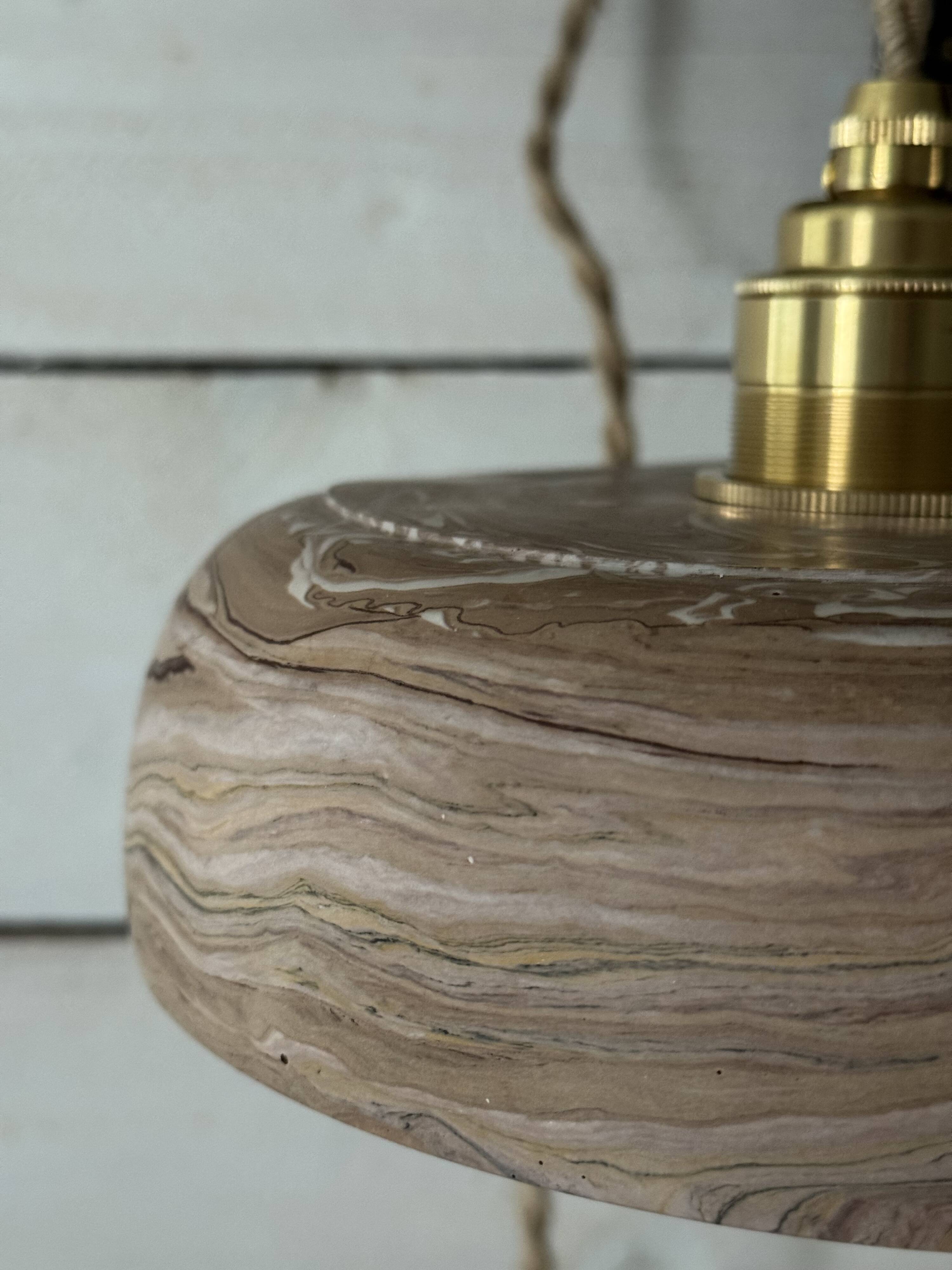 Handcrafted portable lamp with a marbled stone effect