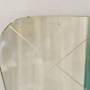 Large Trapezoidal Golden Wall Mirror With Engraved Diamond Pattern, Austria, 1950s