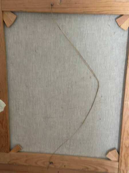 Original mid-century Swedish oil on canvas – “Scene” by Gösta Falck – vintage & framed – 73 × 64 cm