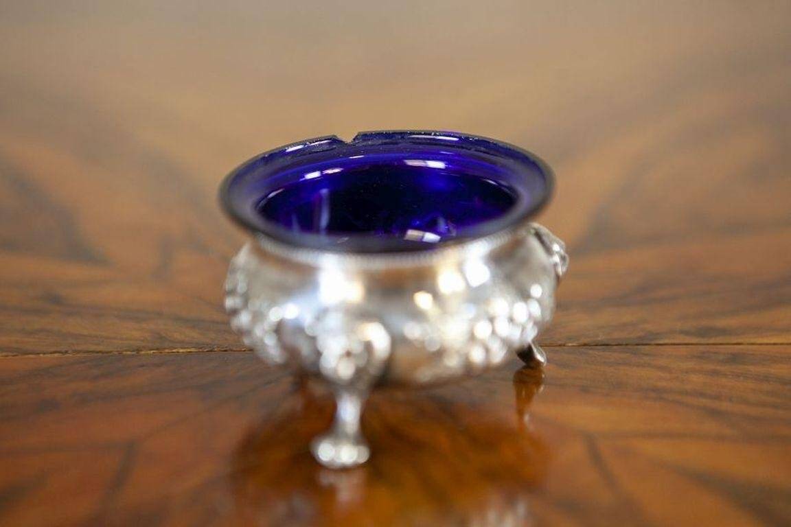 Mid-20th Century Dish Set in Silver Plated with Blue Accents, 1940s, Set of 3