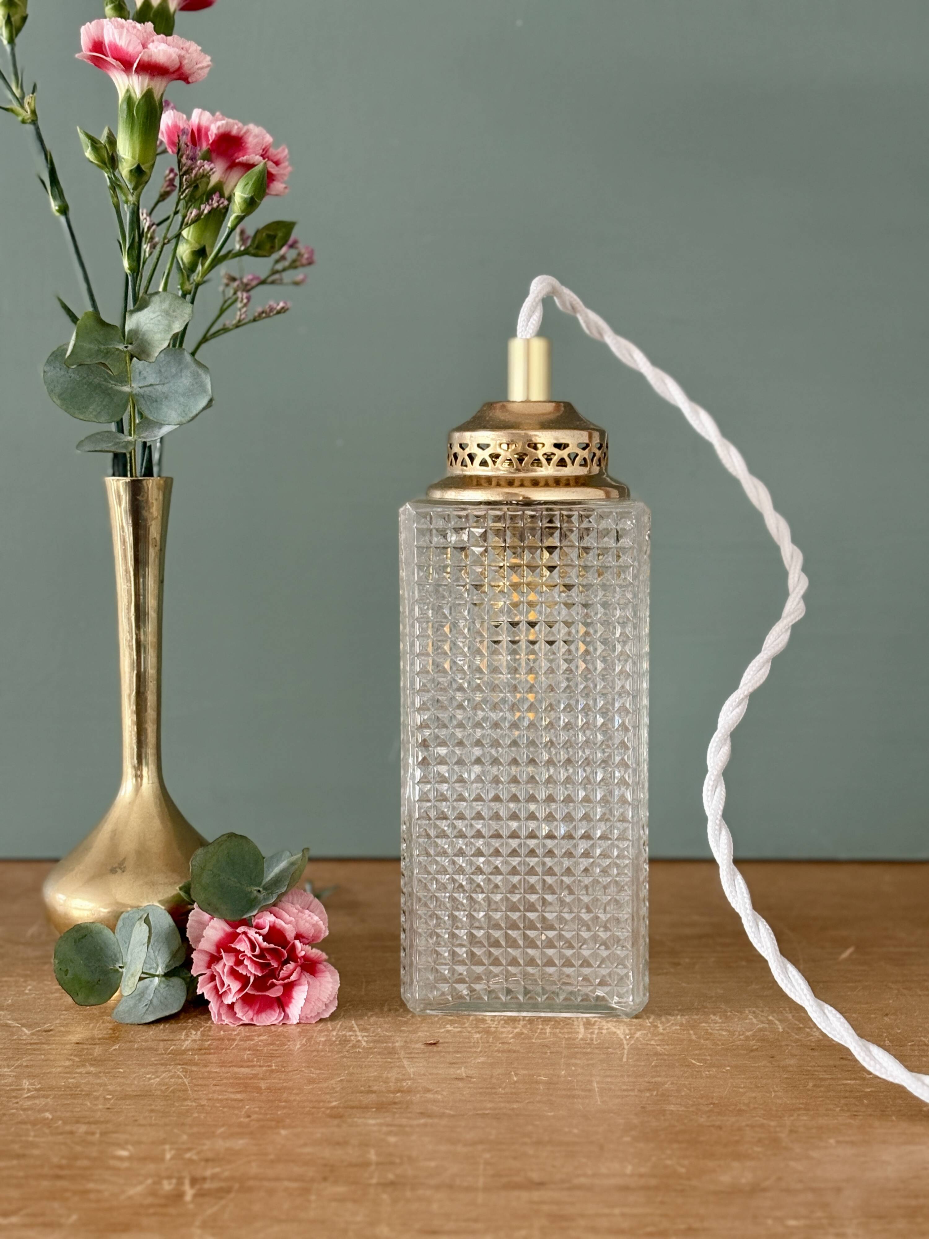 Vintage glass globe table lamp or portable lamp