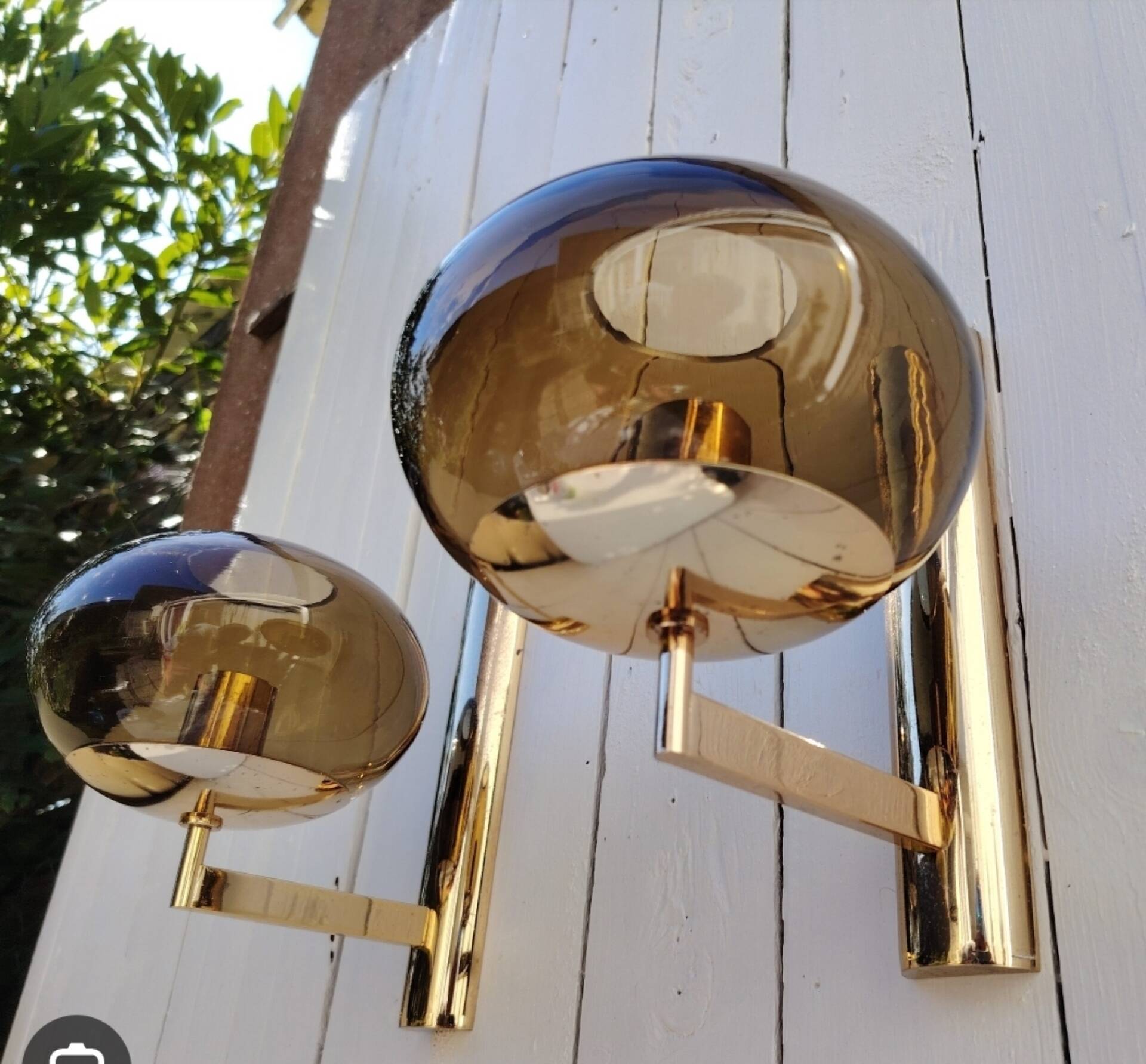 Wall lights (1 pair) brass glass