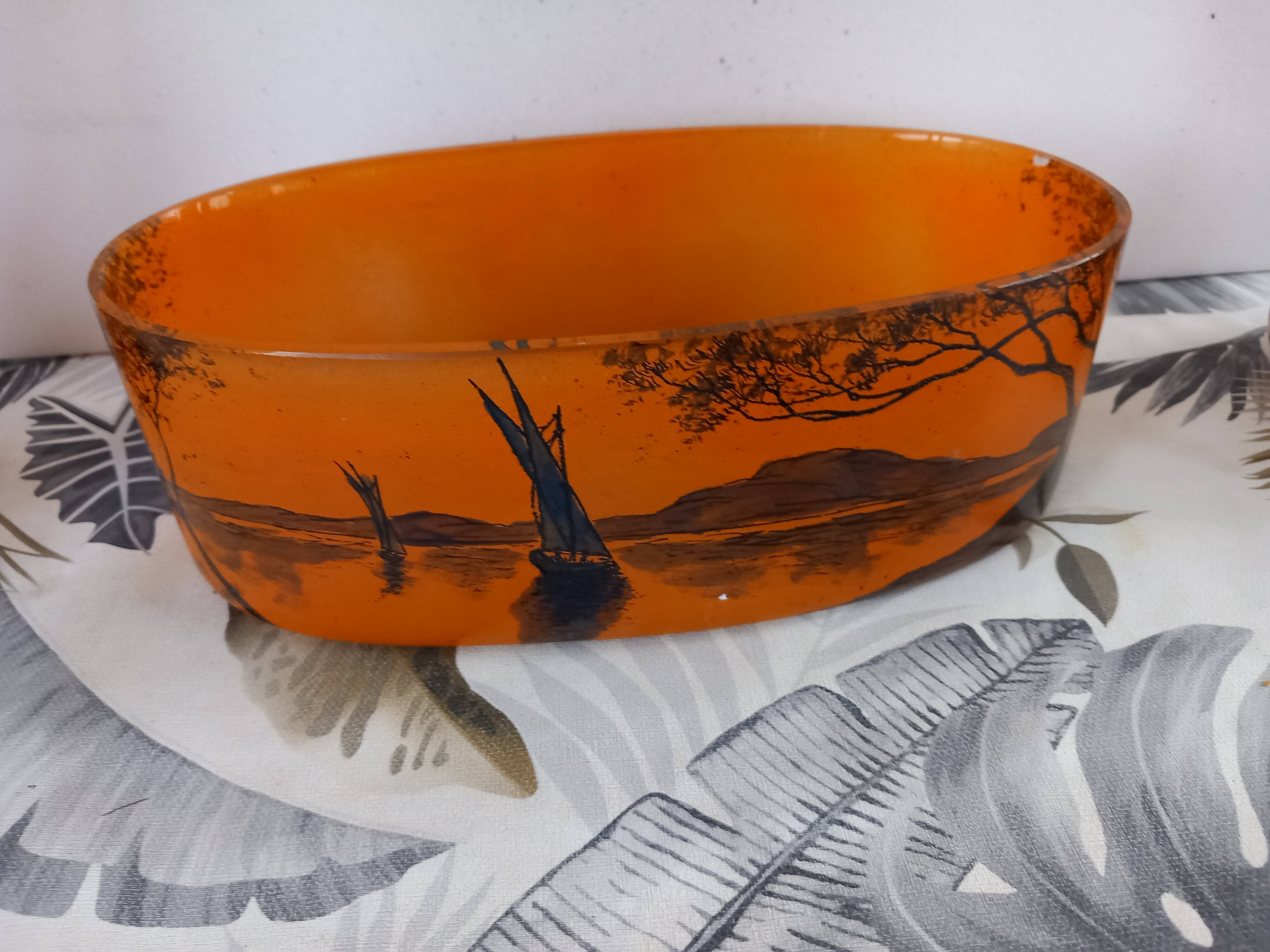 GLASS PASTRY CHIMNEY TRIM SIGNED LEGRAS