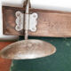 Coat rack in wood and iron 2 heads, vintage, 50s/60s, cloakroom, hook