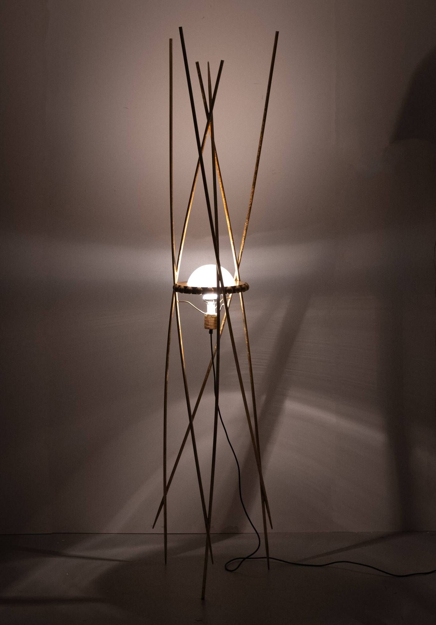Mikado Antique Gold Art floor lamp 1980s Italy