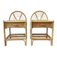 Paire de tables de chevets vintage en rotin clair