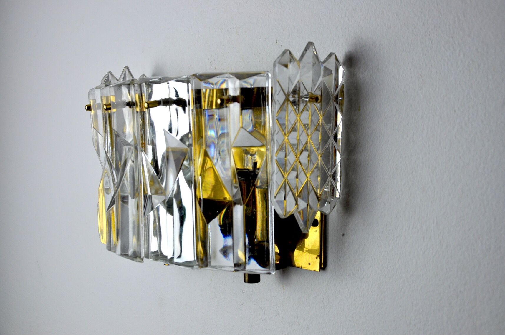 Kinkeldey wall lamp, 6 crystals, Germany, 1970