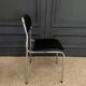 Lot de 4 chaises en skaï noir et métal chromé 1970 civic made in france