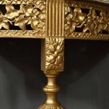 Small Half-Moon Console in Marble and Gilded Wood, Louis XVI Style – 20th Century