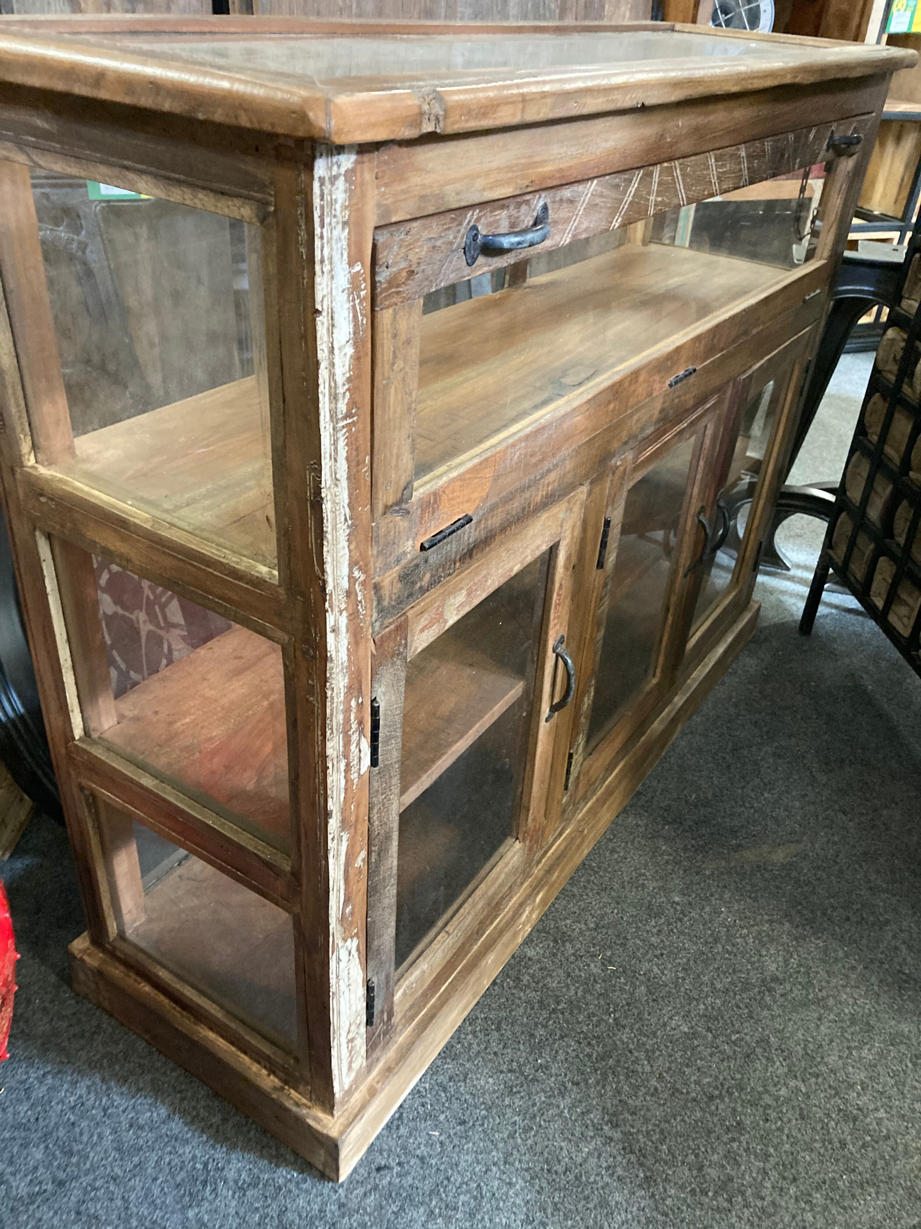 Vitrine comptoir bois exotique