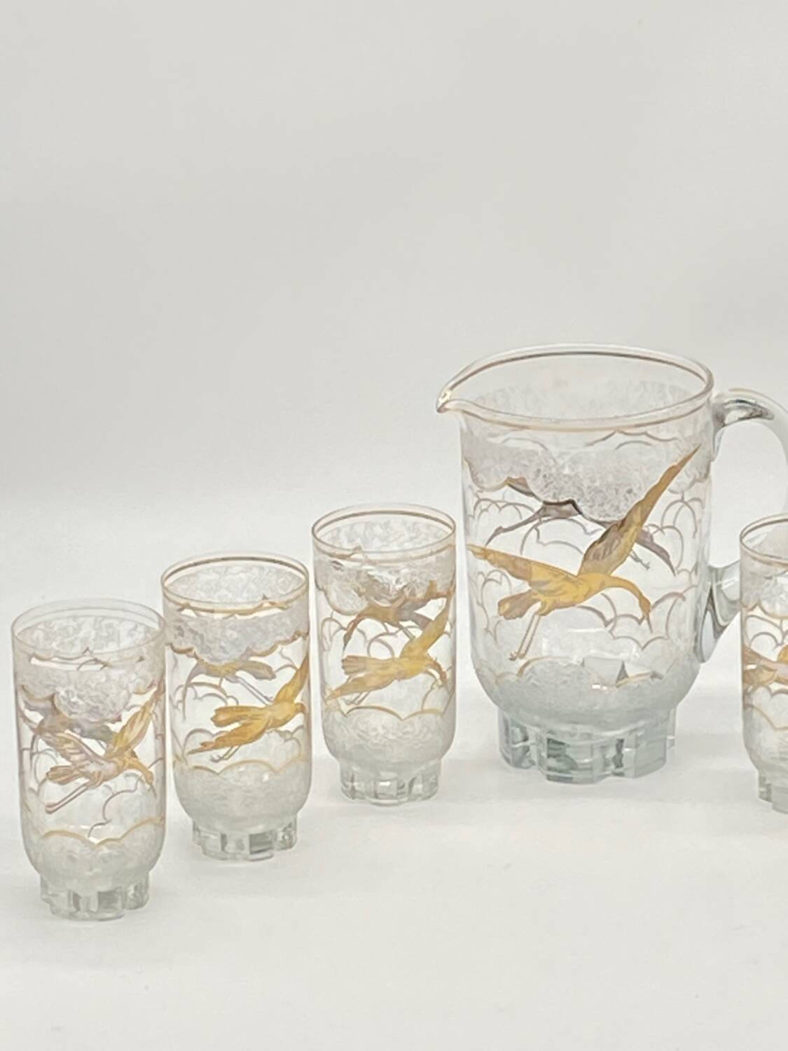 Old orangeade service, golden heron decor, D'Argyl,