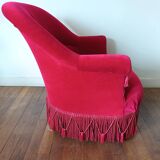 Lot de 2 fauteuils crapauds en velours rouge