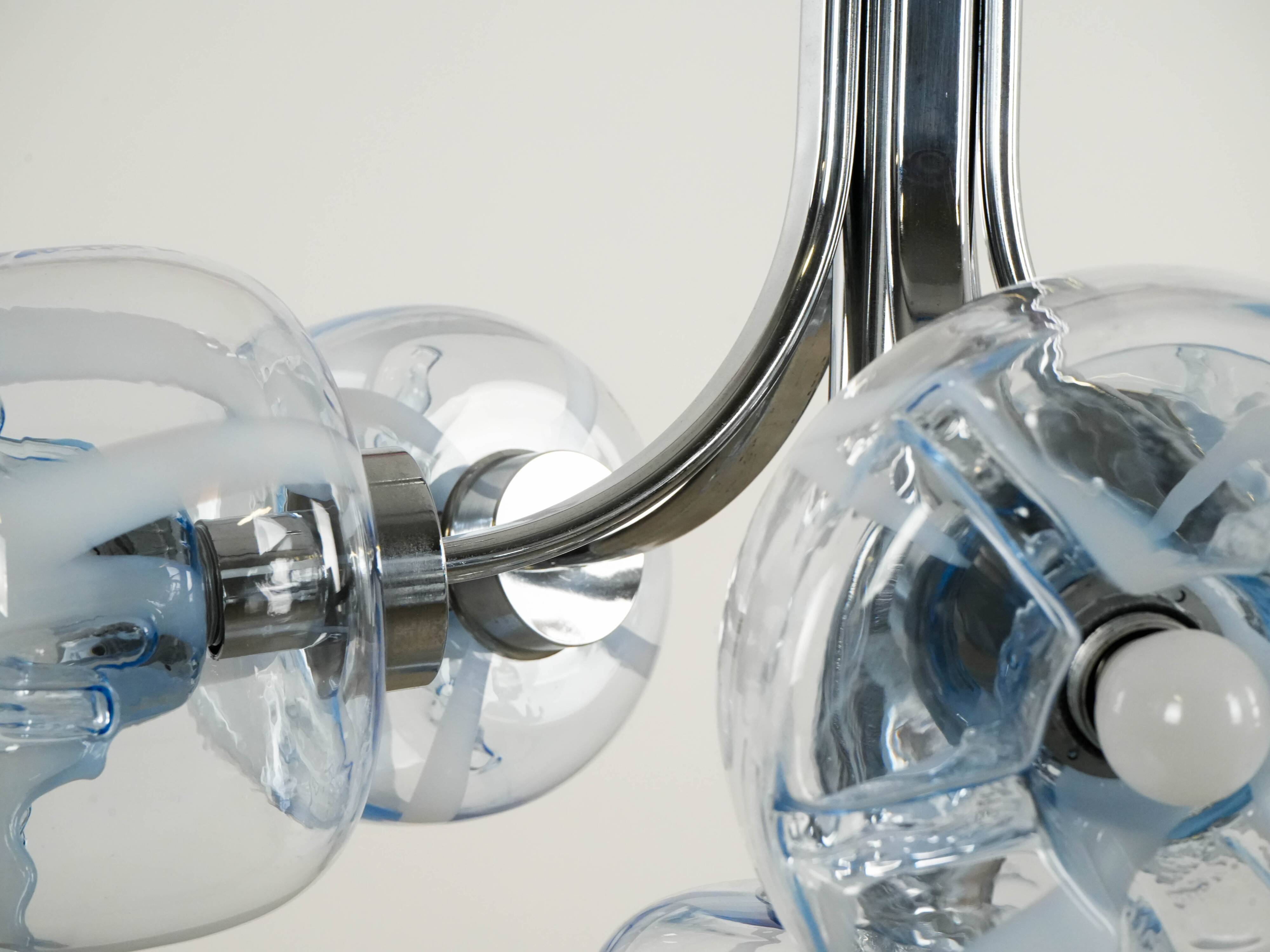 Chandelier, Italian design, Murano glass, 1970s, manufactured in Italy