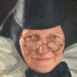 Huile sur toile « polonaise à sa lecture » de a. markowicz – début xxe