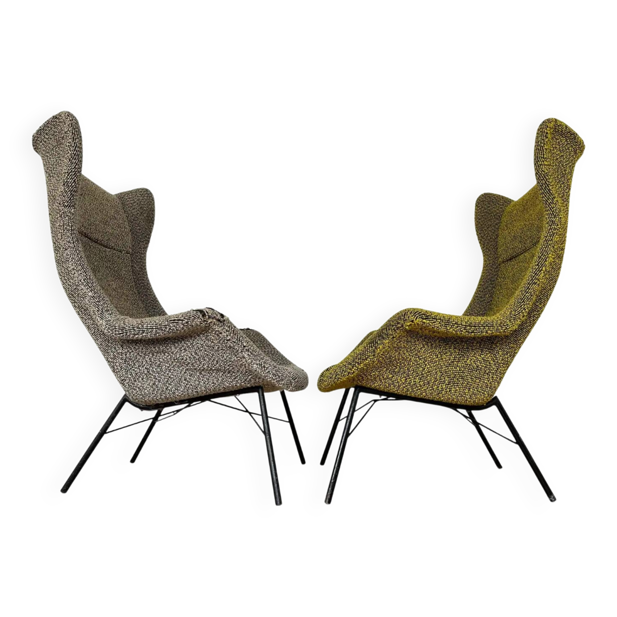 Pair of design fibreglass wing chairs by Miroslav Navratil, 1970s