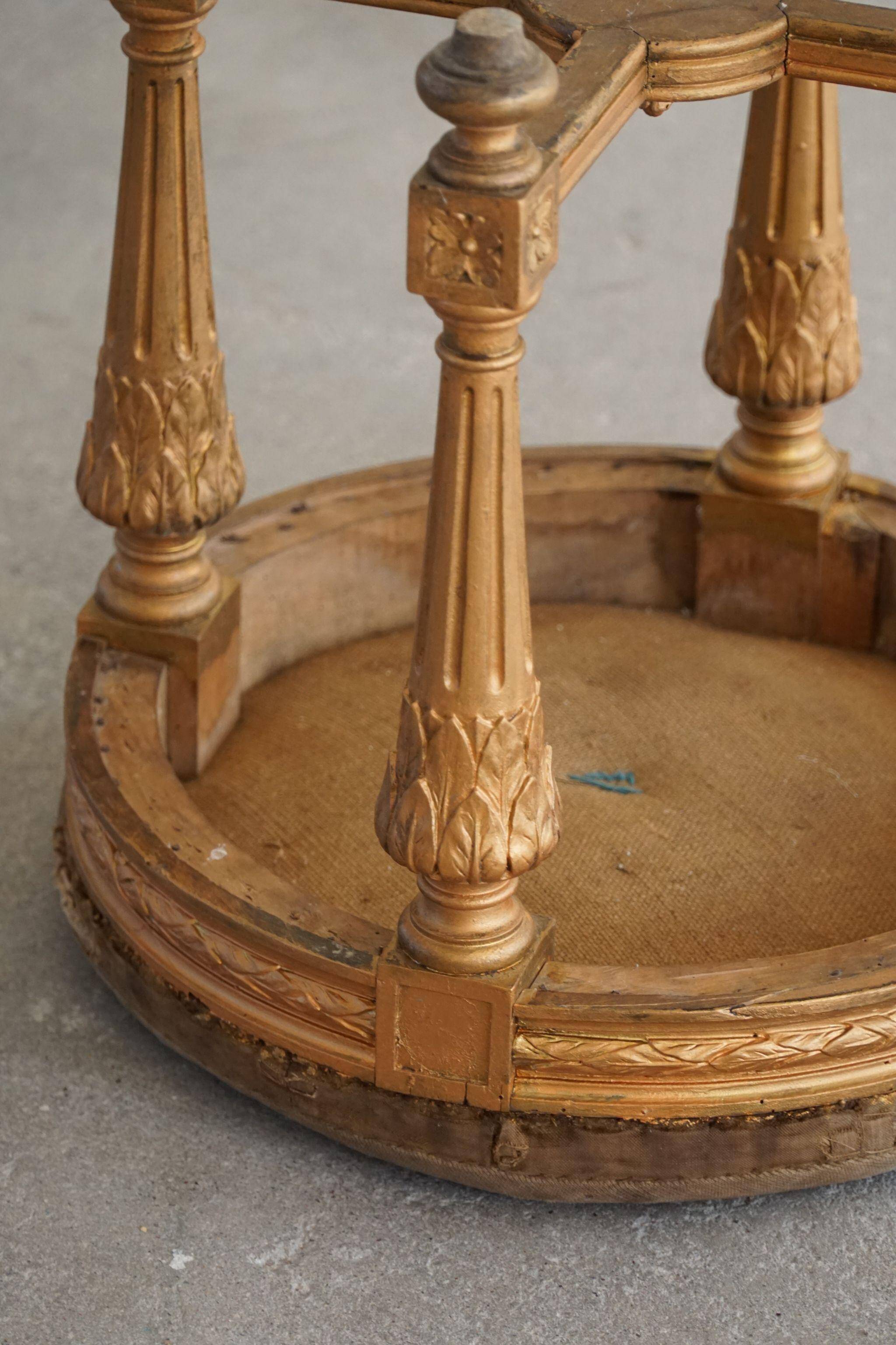 Antique round Gustavian stool, Swedish cabinetmaker, late 18th century.