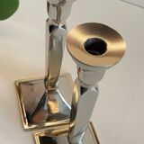 Pair of vintage cast aluminum candlesticks