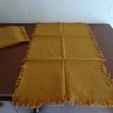 4 vintage camel fringed napkins