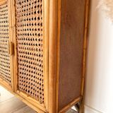 Étagère / Blibliothèque en bambou et rotin - Années 60/70