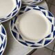 Set of 6 flat plates Badonviller model Courtilles royal blue art deco 30s