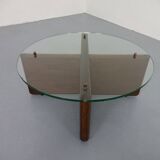 Italian rosewood and glass coffee table, 1960s
