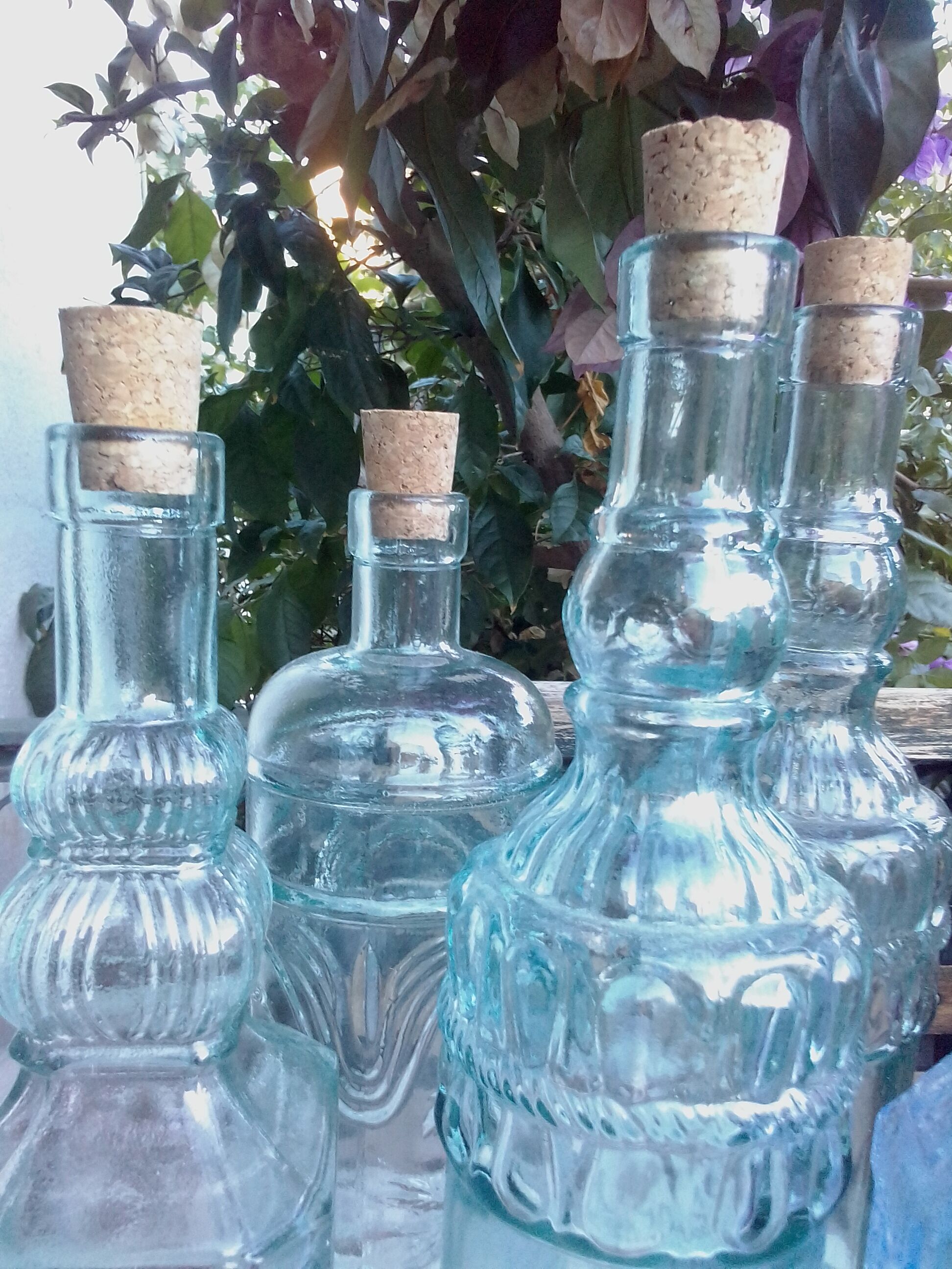 Set of old liquor bottles