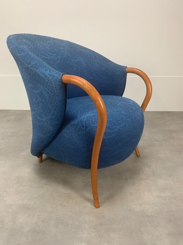 Fauteuil Cinna design 1980, bleu pop
