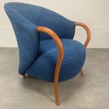 Fauteuil Cinna design 1980, bleu pop