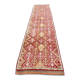 Tapis de Couloir Turc Vintage, Laine Rouge & Beige Géométrique, 83x388 Cm