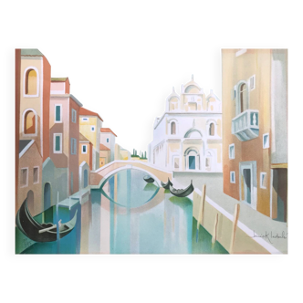 Venice. original lithograph signed by janick lederlé (1917-2013)