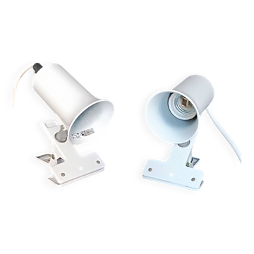 Two vintage Lita white metal clamp lamps
