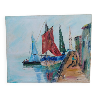Tableau bateaux au mouillage