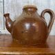 Antique brown beige pyrite stoneware teapot + vintage cork stopper