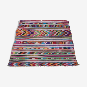 XL Handmade Algerian Berber Ethnic Bohemian Antique Carpet - Area Rug 200x188