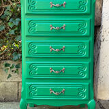 Vintage green oak chest of drawers from the 1960s.