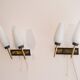 Pair of vintage brass metal and opaline wall lamps 1960