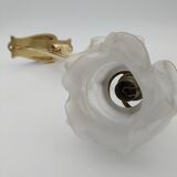 Art Nouveau bronze wall lamp with its rose-shaped glass paste tulip