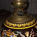 Bronze kerosene lamp JS and Gien earthenware