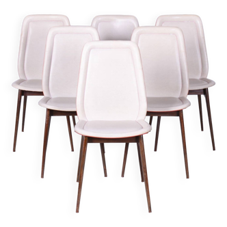 Six Original Art Deco Chairs, by Jules Leleu, Revived Polish, France, 1940s