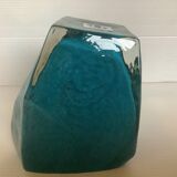 Vase Pentagone bleu et doré pâte de verre