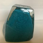 Vase Pentagone bleu et doré pâte de verre