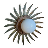 Vintage retro ceiling light, gold metal, sunburst