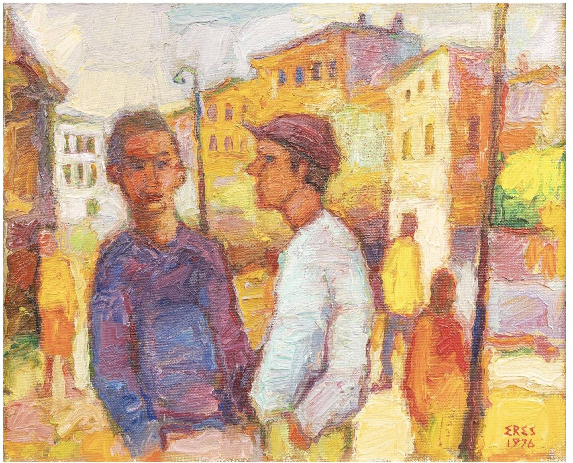 A.Eres Vintage Original Oil on canvas Painting, Expessionist, Signed 1976