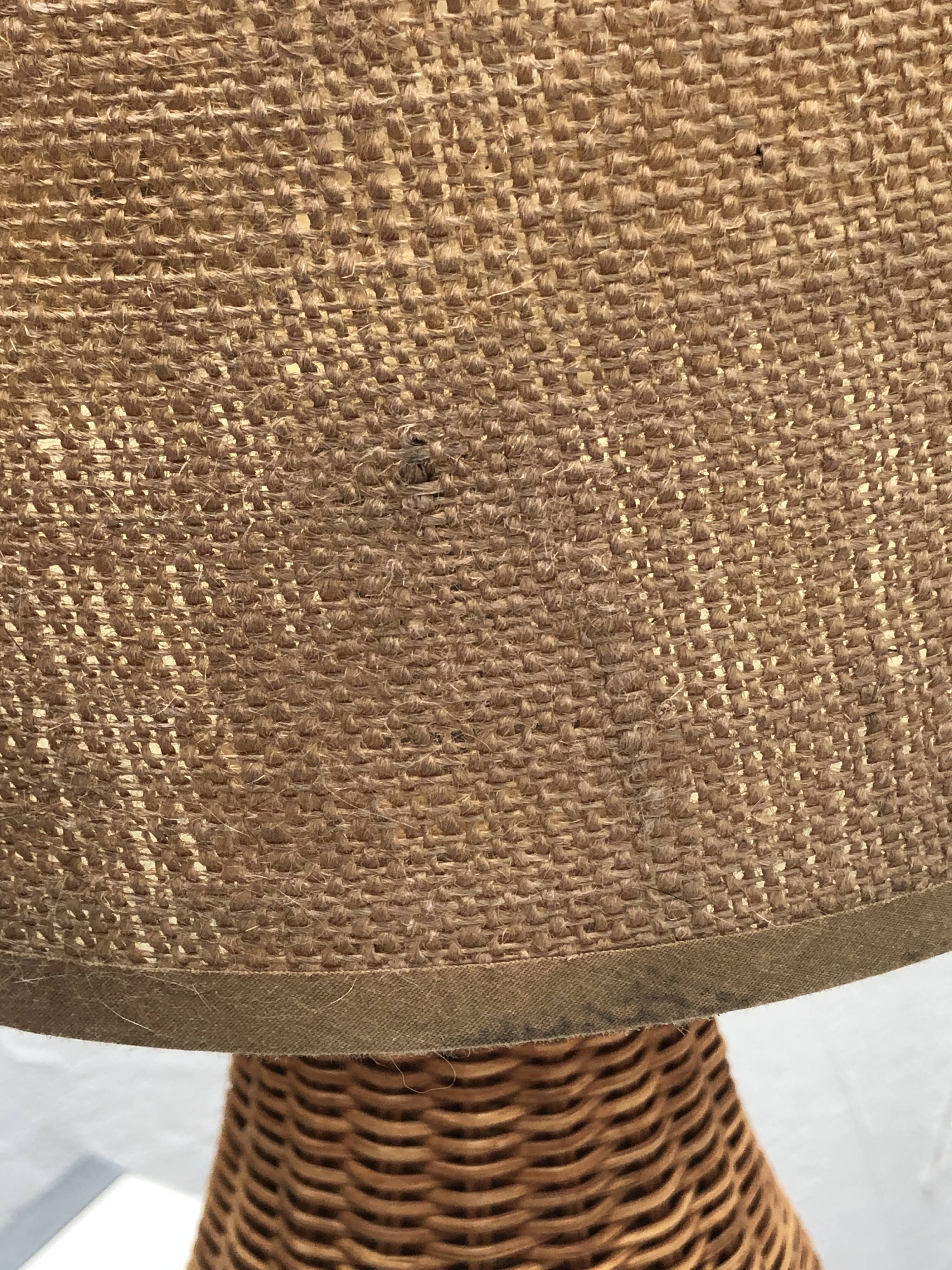 Rattan lamp and jute lampshade