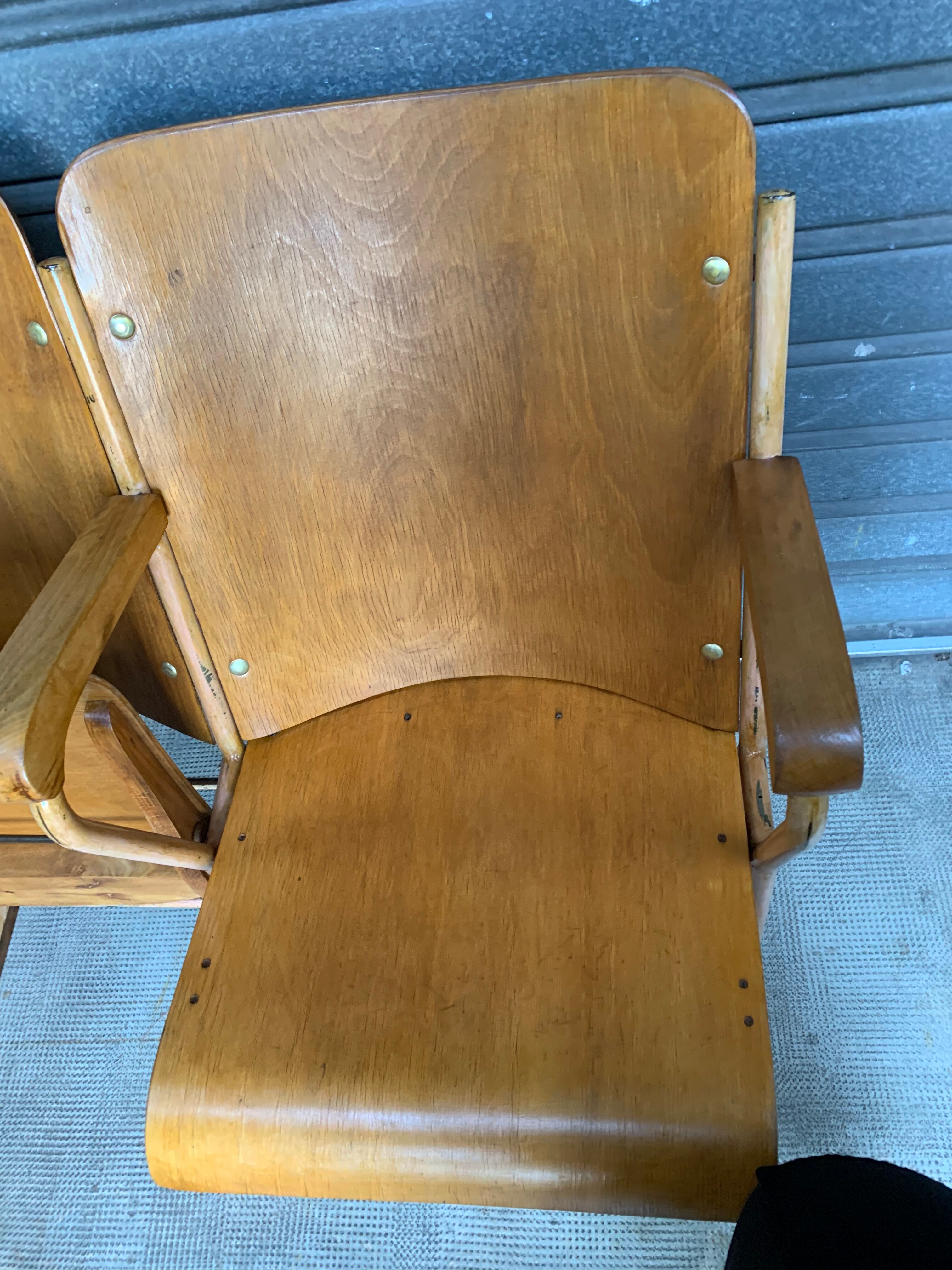Wooden wooden metal base armchairs 1950s ́