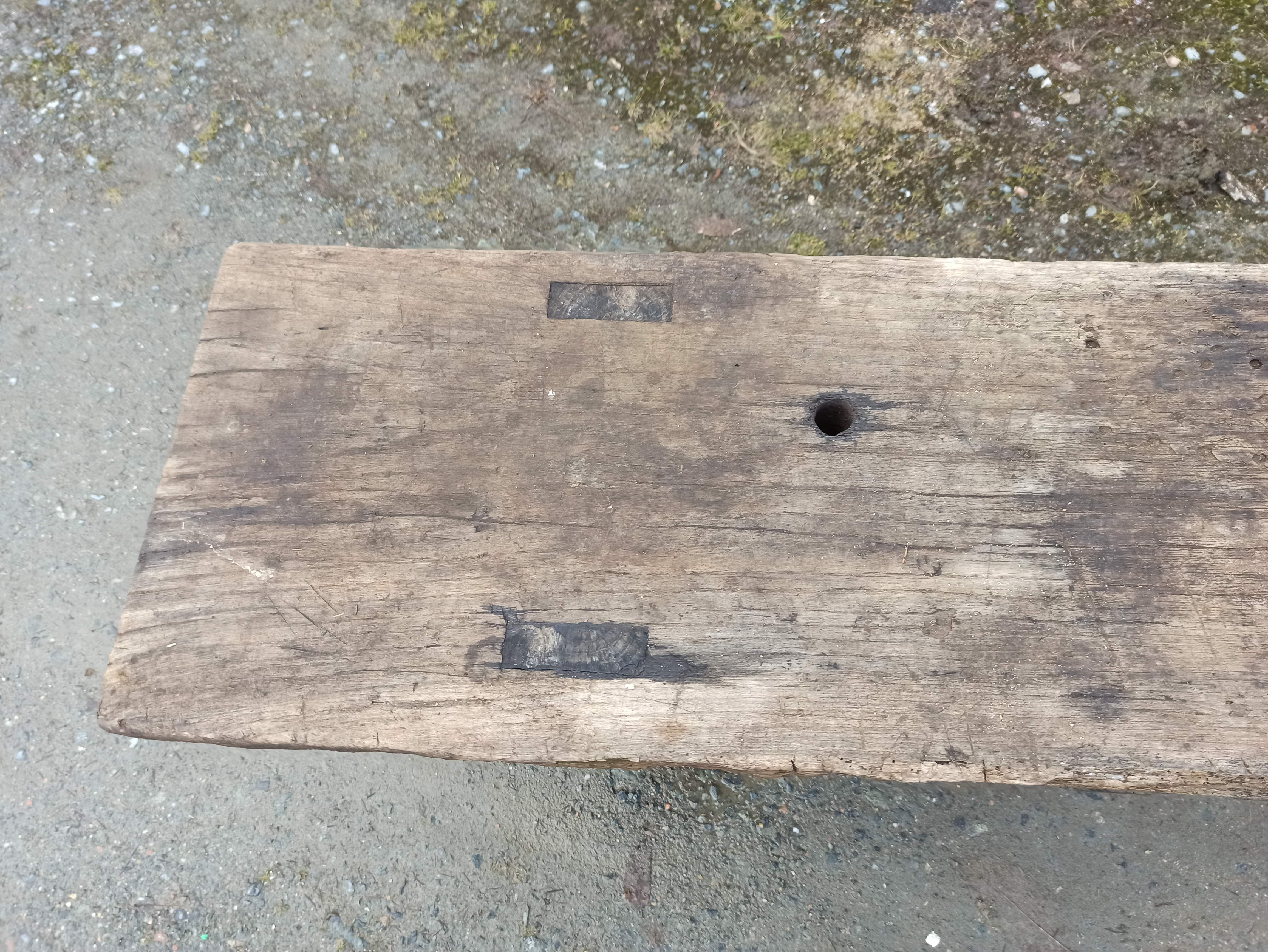 Old wooden workbench furniture by trade with vice
